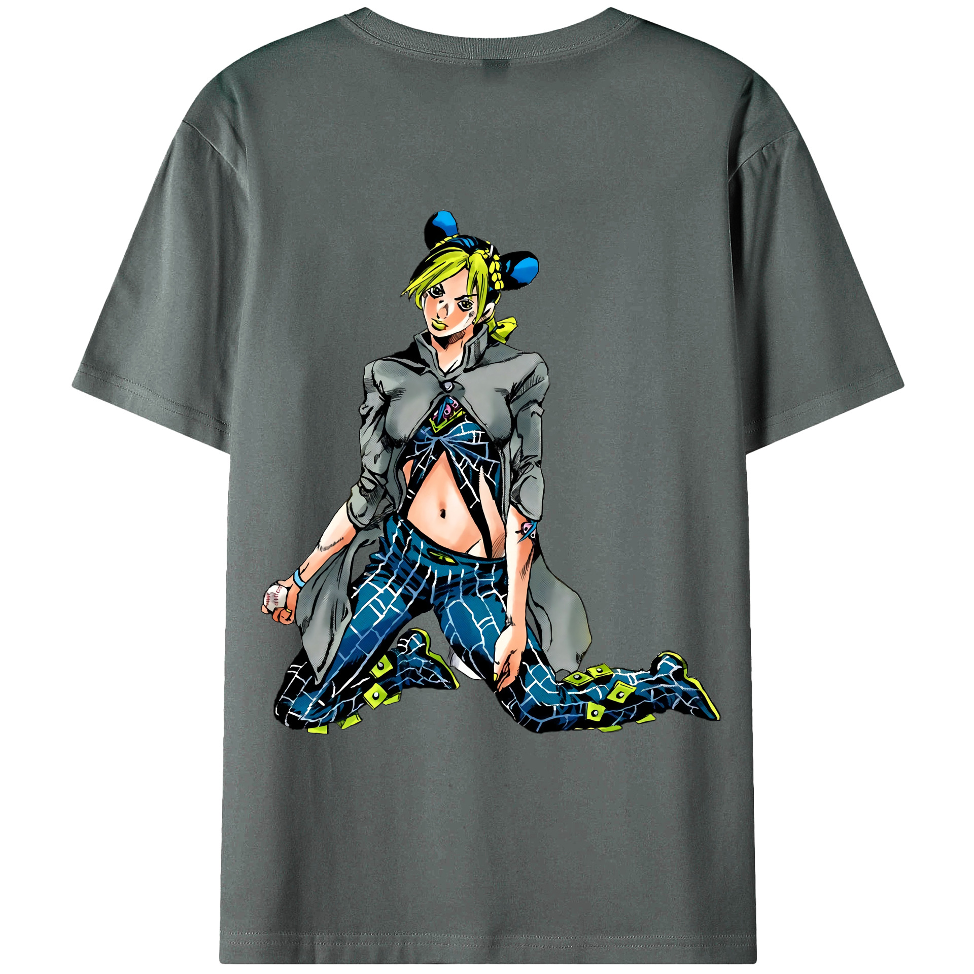 （画像用） "ジョジョの奇妙な冒険 くうじょう ジョリーン JoJo's Bizarre Adventure Jolyne Cujoh " 綿100％ メンズ半袖Tシャツ（バックプリント） 通気性